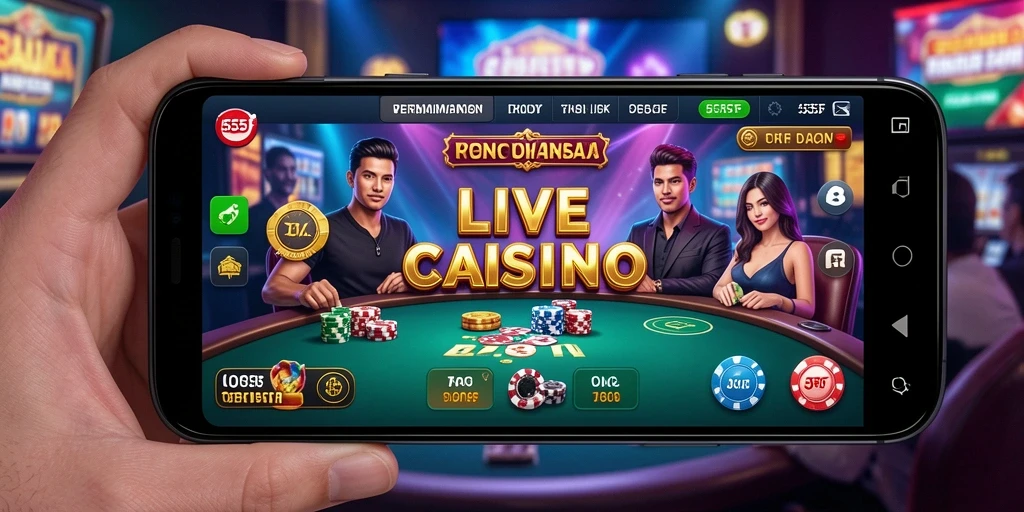 Tampilan permainan Live Casino yang mendebarkan di 555F.