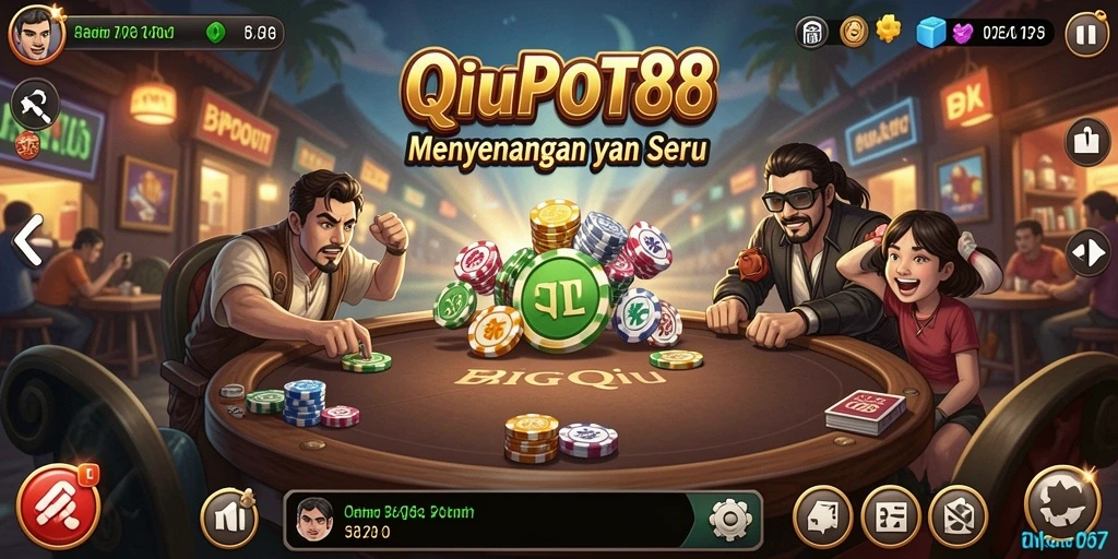 Tampilan gameplay mendebarkan dalam QiuQiu di BIGPOT88.