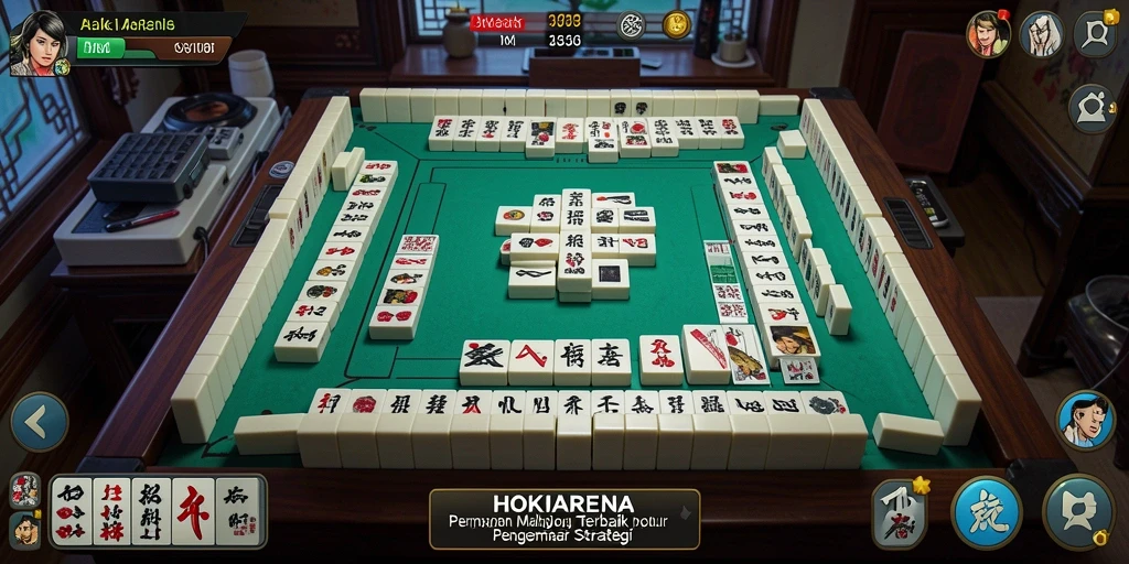 Tampilan permainan HOKIARENA yang menarik dengan berbagai ubin Mahjong.