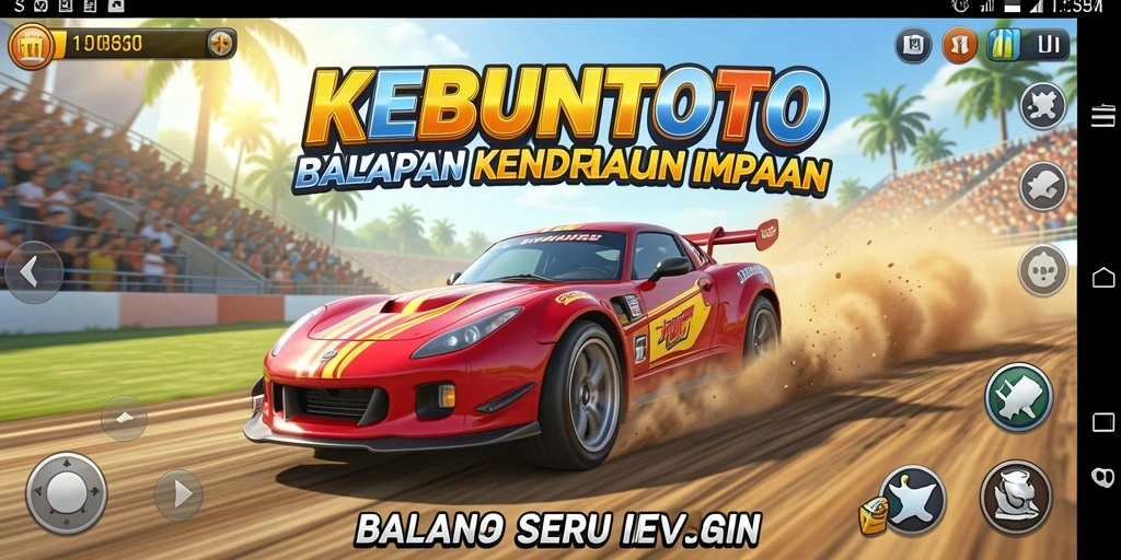Screenshot menunjukkan aksi balapan cepat di KEBUNTOTO.