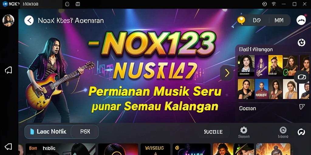 Tampilan gameplay NOX123 dengan interaksi musik yang seru.