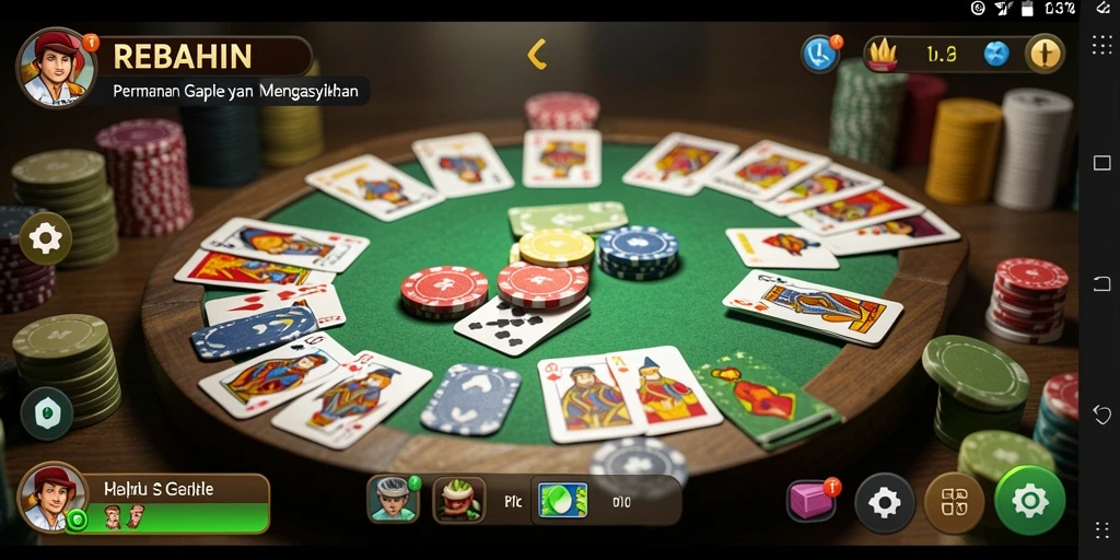Tampilan seru dari gameplay Gaple di REBAHIN