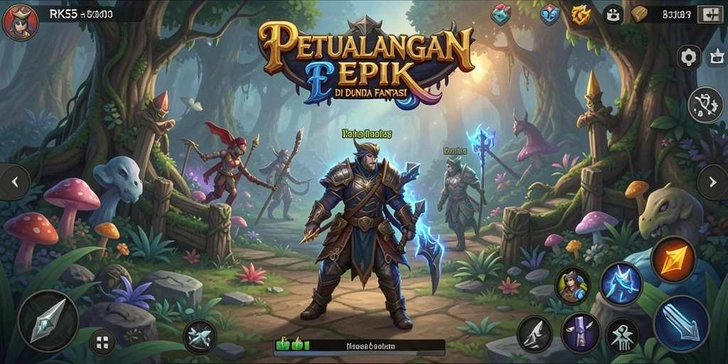 Screenshot menampilkan aksi seru dalam gameplay RPG RK55.