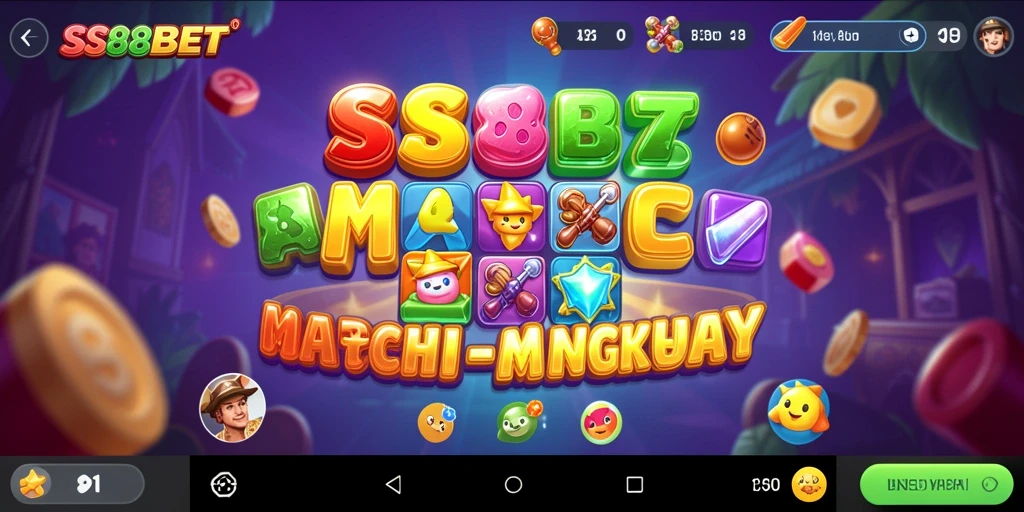 Tangkapan layar gameplay SS88BET menampilkan momen seru mencocokkan permata.