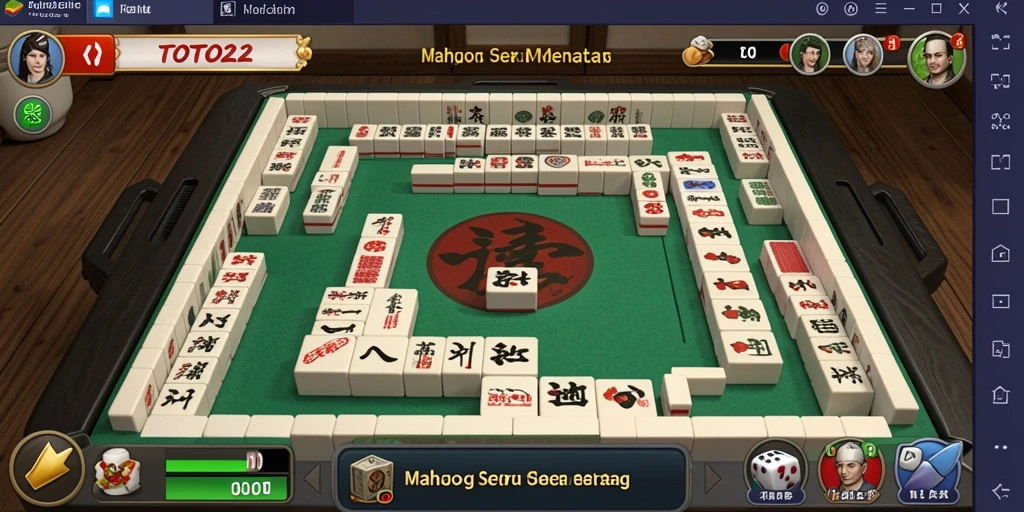 Screenshot gameplay TOTO22 menampilkan ubin Mahjong yang berwarna-warni dan antarmuka yang mudah digunakan.