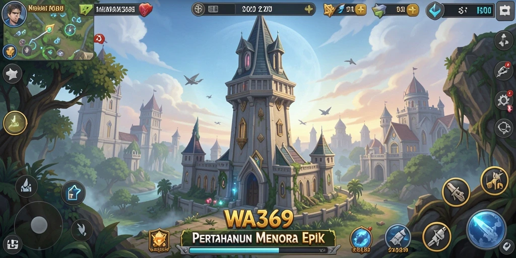 Tampilan seru gameplay Tower Defense di WA369 dengan menara strategis.