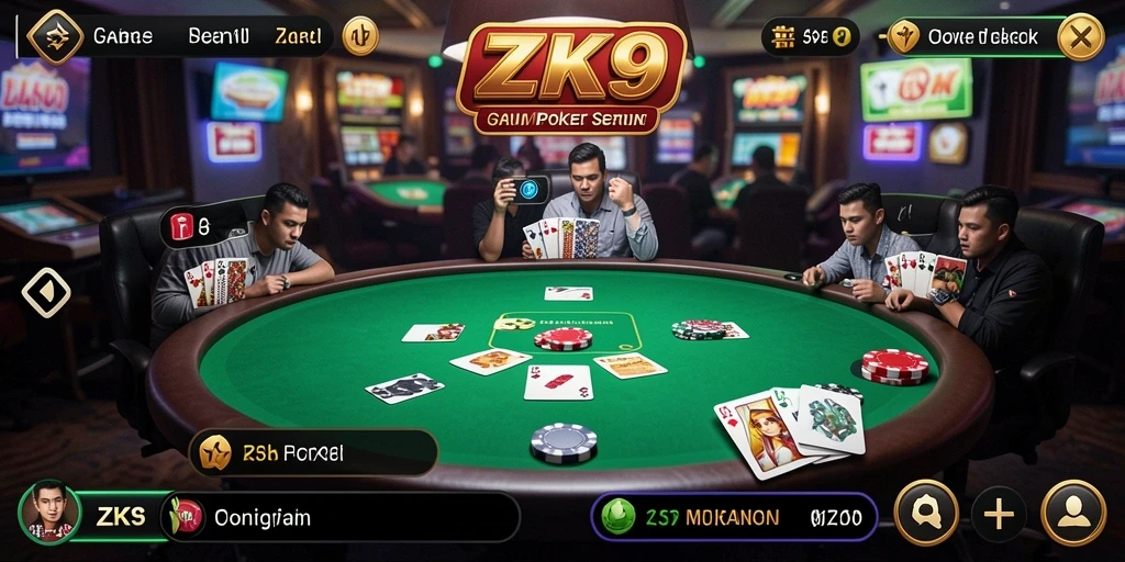 Tampilan menegangkan dari permainan Poker di ZK9.